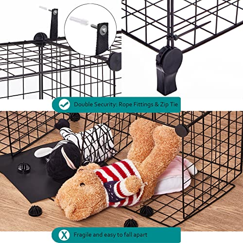 ANWBROAD Wire Cube Storage Organizer, 12 Cube Metal Grid, Wire Shelves Organizer, C grids panels, Stackable Modular Bookshelf, Ideal for Bedroom Living Room Office 11.8” x 11.8” Black ULWT012B