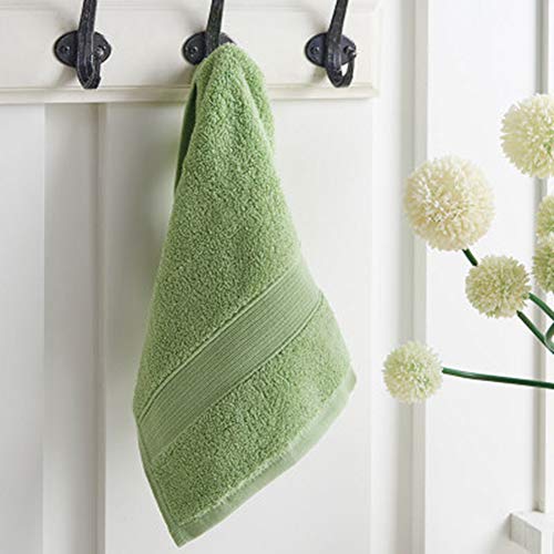 JINGXIN Cotton Face Cloth Thicken Absorbent Washcloths for Daily Use,13.7 x 13.7 Inch,Green,6 Pack