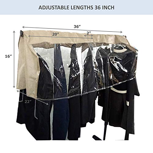 Garment Cover for Closet Rod and Portable Clothing Rack Shoulder Dust Cover - Protect Your Wardrobe in Style - Adjustable to fit 20" to 36" long - 4 Pack