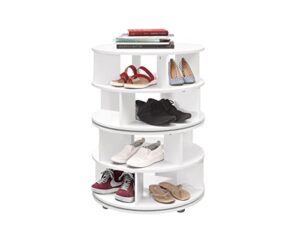 kb designs - revolving 16 pair shoe rack storage organizer, white