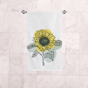 XOLLAR Bath Hand Towel for Bathroom Art Sunflower Floral Leaves 2 Pieces Decorative Fingertip Towels Soft Absorbent Kitchen Dish Face Drying Cloth 30 x 15 inch Quick Dry