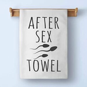 Honey Dew Gifts Funny Inappropriate Towels After Sex Flour Sack Towel, 27 inch by 27 inch, 100% Cotton, Highly Absorbent, Multi-Purpose Bathroom Hand Towel