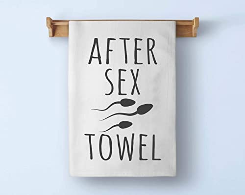 Honey Dew Gifts Funny Inappropriate Towels After Sex Flour Sack Towel, 27 inch by 27 inch, 100% Cotton, Highly Absorbent, Multi-Purpose Bathroom Hand Towel