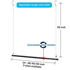 Hanging Closet Rod, Black Adjustable Width and Height 15 to 25 Inch Organizer for Hanging Clothes, Space-Saving Closet Garment Organizer Rack, Closet Extender Hanging Rod, Tension Clothes Hanging