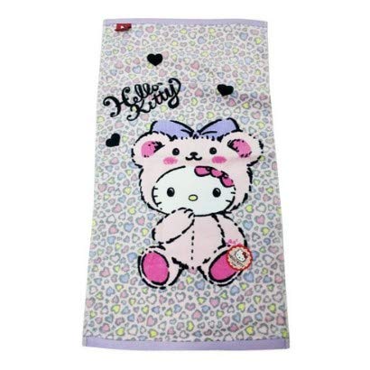 HK Hello Kitty Leopard Washcloth 110g Cotton Bath Towel (Purple)