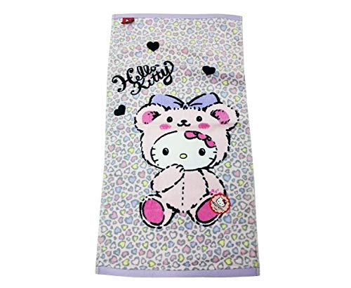 HK Hello Kitty Leopard Washcloth 110g Cotton Bath Towel (Purple)