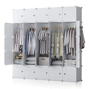 george&danis portable closet wardrobe cube storage cube organizer cube shelf armoire bedroom dresser (71x18x71 inches) 5x5 tiers, white