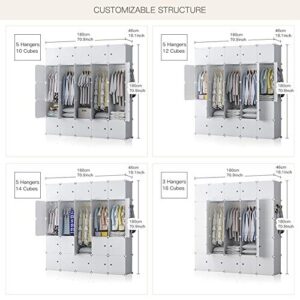 GEORGE&DANIS Portable Closet Wardrobe Cube Storage Cube Organizer Cube Shelf Armoire Bedroom Dresser (71x18x71 inches) 5x5 Tiers, White