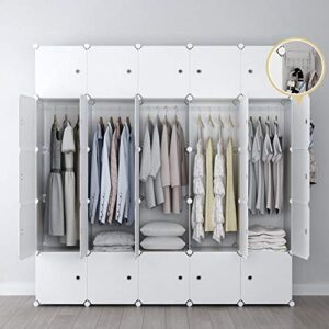 GEORGE&DANIS Portable Closet Wardrobe Cube Storage Cube Organizer Cube Shelf Armoire Bedroom Dresser (71x18x71 inches) 5x5 Tiers, White