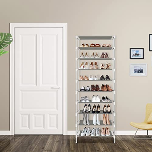 Himimi 10 Tiers Shoe Rack, Non-Woven Fabric Shoe Tower Stand, Easy Assembled Shoe Shelf Organizer Closet for Home, Sturdy Shelf Storage Organizer Cabinet