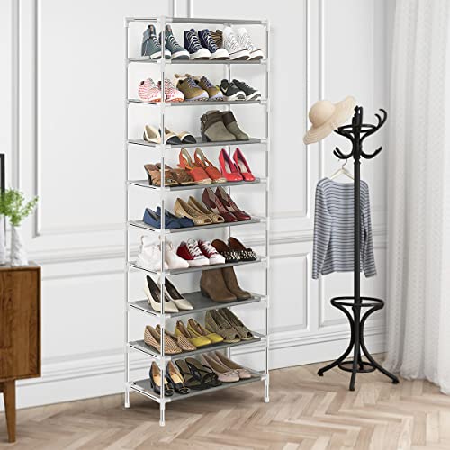 Himimi 10 Tiers Shoe Rack, Non-Woven Fabric Shoe Tower Stand, Easy Assembled Shoe Shelf Organizer Closet for Home, Sturdy Shelf Storage Organizer Cabinet