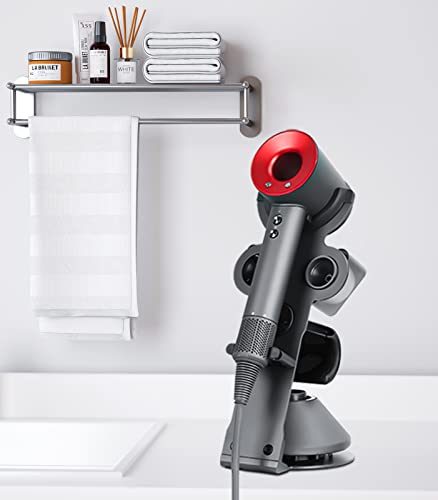 Hair Dryer Stand for Dyson Supersonic Hair Dryer, Dyson Hair Dryer Holder Rack with Power Plug Hair Dryer Attachments Organizer for Dyson Accessory Bathroom Blow Dryer Holder Hair Care Tools Black, UEMUSI