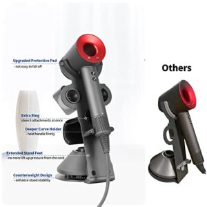 Hair Dryer Stand for Dyson Supersonic Hair Dryer, Dyson Hair Dryer Holder Rack with Power Plug Hair Dryer Attachments Organizer for Dyson Accessory Bathroom Blow Dryer Holder Hair Care Tools Black, UEMUSI