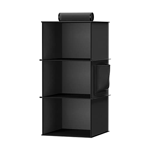 YOUDENOVA Hanging Closet Organizer, 3-Shelf Closet Hanging Storage Shelves, Black