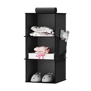 youdenova hanging closet organizer, 3-shelf closet hanging storage shelves, black