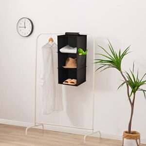 YOUDENOVA Hanging Closet Organizer, 3-Shelf Closet Hanging Storage Shelves, Black