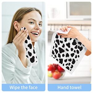 KEEPREAL 6 Pack Cute Cow Print Washcloths Set - Highly Absorbent Pure Cotton Wash Clothes - Soft Fingertip Towel for Bath, Spa