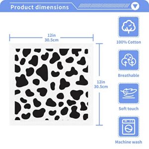 KEEPREAL 6 Pack Cute Cow Print Washcloths Set - Highly Absorbent Pure Cotton Wash Clothes - Soft Fingertip Towel for Bath, Spa