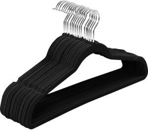 velvet hangers - premium velvet hanger non-slip - 360° degree rotatable hook - space saving clothes hanger (black, 30)