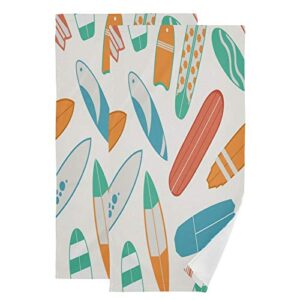 blueangle surfboard pattern print soft hand towels for bath decorative guest towels fingertip towels for bathroom spa gym, 2-piece, 14.4 x 28.3 inches