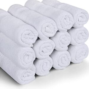 Utopia Towels Premium Bundle - Cotton Washcloths White (12x12 inches) Pack of 12 with White Hand Towels 600 GSM (16 x 28 inches), Pack of 6