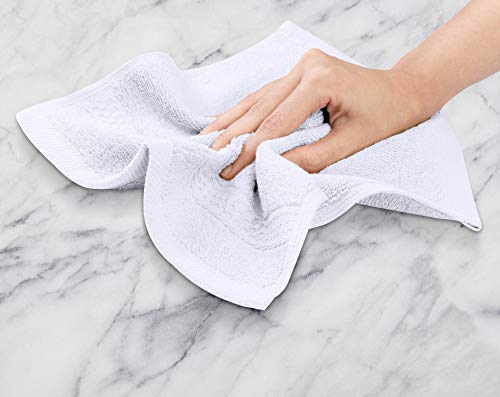 Utopia Towels Premium Bundle - Cotton Washcloths White (12x12 inches) Pack of 12 with White Hand Towels 600 GSM (16 x 28 inches), Pack of 6