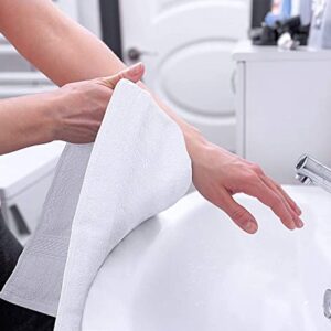 Utopia Towels Premium Bundle - Cotton Washcloths White (12x12 inches) Pack of 12 with White Hand Towels 600 GSM (16 x 28 inches), Pack of 6