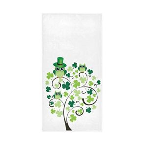 st.patrick's shamrock tree soft hand towels 30x15,decorative spring green owls clover fingertip kitchen dish towels washcloth for bathroom, hotel,gym and spa