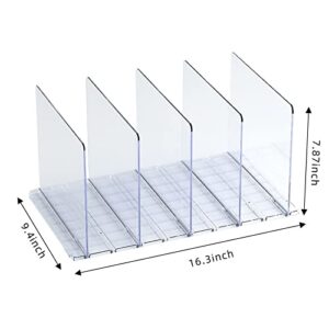 DSstyles Purse Organizer for Closet, Adjustable Acrylic Shelf Divider for Clothes Purses Handbag Closet Organizer, Adjustable for Bedroom, Kitchen, Cabinets, 5 Pack, Clear