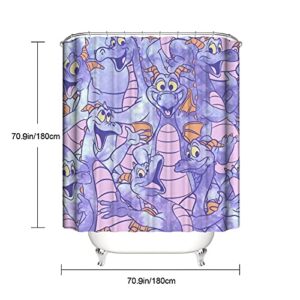 JIYINJI Figment 4 Piece Shower Curtain Sets,Non-Slip Rugs, Toilet Lid Cover and Bath Mat, Durable for Bathroom Decor Set.