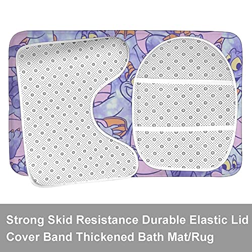 JIYINJI Figment 4 Piece Shower Curtain Sets,Non-Slip Rugs, Toilet Lid Cover and Bath Mat, Durable for Bathroom Decor Set.