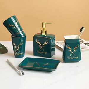 TFIIEXFL Design 5 Piece Ceramic Bathroom Accessory Set, Soap Dish, Tooth Brush Holder, Soap Dispenser, Tumbler