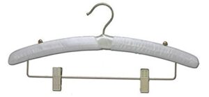 nahanco 4720441 ivory-silver satin padded hangers with clips (pack of 100)