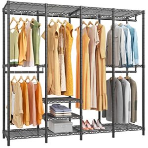 vipek v40 wire garment rack heavy duty clothes rack for hanging clothes, multi-functional bedroom clothing rack freestanding closet wardrobe rack, 76 inch l x 15.7 inch w x 75.6 inch h, max load 900lbs, black