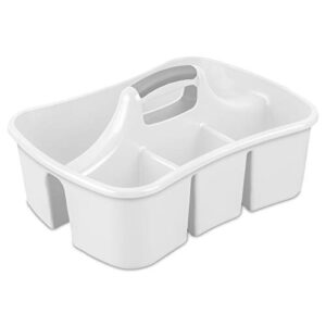 Sterilite 15888006 Divided Ultra Caddy, White Caddy w/ Titanium Insert, 6-Pack