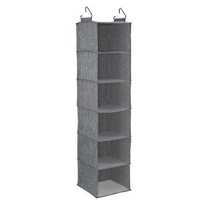 household essentials 6 closet organizer with hooks hanging shelf, graphite