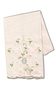threads woven pure linen fingertip guest towel bath linens | vintage hand embroidery, ecru