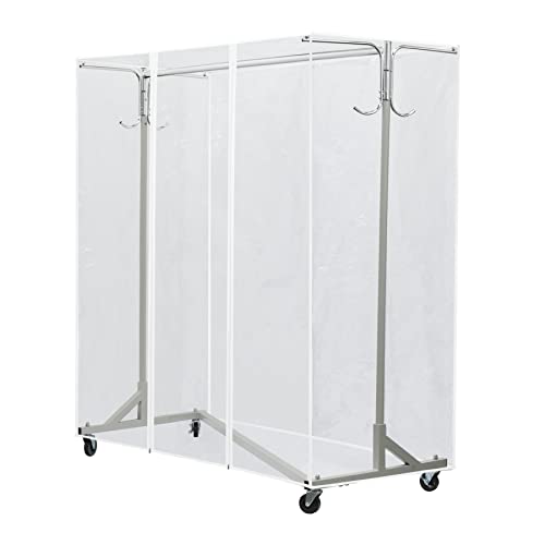 Simple Houseware Industrial Grade Z-Base Garment Rack, 400lb Load with 62" Extra Long bar w/Clear Cover and Tube Bracket