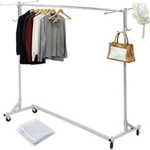 Simple Houseware Industrial Grade Z-Base Garment Rack, 400lb Load with 62" Extra Long bar w/Clear Cover and Tube Bracket