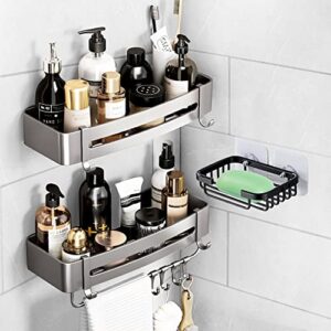 lbw 3 packs shower caddy no drilling shower rack for bathroom shower organizer with soap holder and hooks&adhesive for bathroom,kitchen，rustproof shower shelves for inside shower(pack of 3)