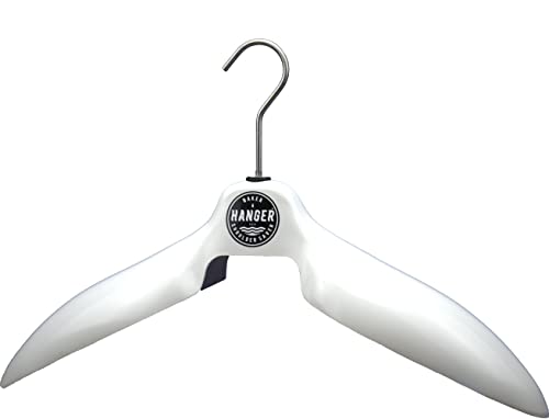 Suit Coat Hanger & Wardrobe Hanger 'Shoulder Saver' by BAKER HANGER - USA Made - 6 Inch Hook (White)