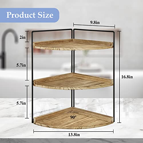 3-Tier Bathroom Corner Shelf Organizer, Bathroom Vanity Tray Organizer, Countertop Kitchen Spice Rack Makeup Organizer Standing Shelf, Corner Storage Shelf for Living Room, Home, Office, Small Space