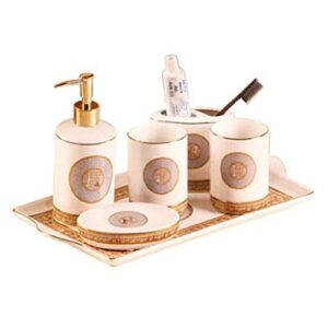 tfiiexfl design ceramic bathroom accessory set bath accessories bath set lotion bottles,toothbrush holder,tooth mug,soap dish