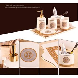 TFIIEXFL Design Ceramic Bathroom Accessory Set Bath Accessories Bath Set Lotion Bottles,Toothbrush Holder,Tooth Mug,Soap Dish