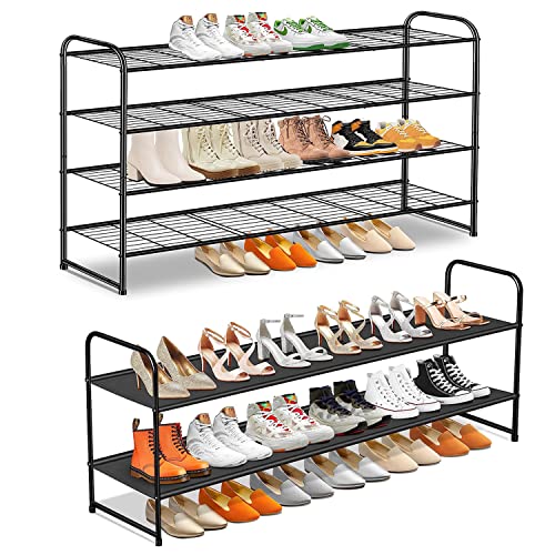 SLEEPING LAMB Long 2-Tier Shoe organizer for Closet and 4 Tier Metal Shoe Organizer for Closet