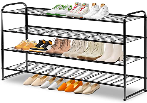 SLEEPING LAMB Long 2-Tier Shoe organizer for Closet and 4 Tier Metal Shoe Organizer for Closet