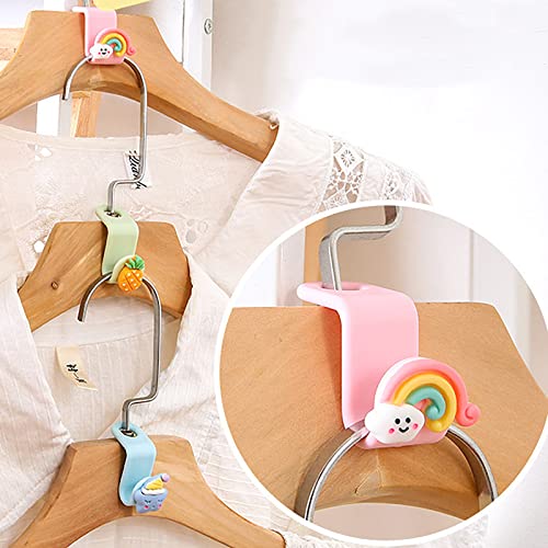 WXOIEOD 20 Pieces Clothes Hanger Connector Hooks for Kids Hangers, Cute Plastic Hanger Space Saving Connector Hook Closet Organizer Heavy Duty Outfit Hangers Cascading Extender Clips for Coat Shirt