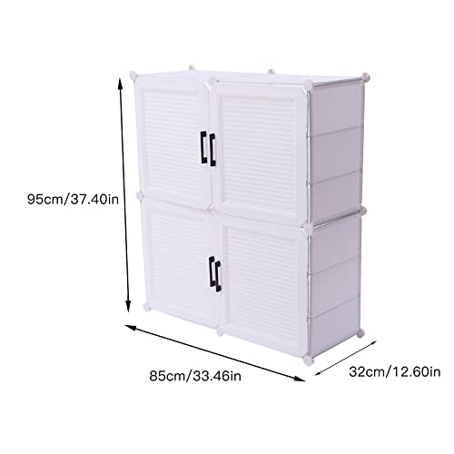 6 Layers 24 Pairs Portable Shoe Rack DIY Shoe Storage Shelf Organizers Cabinet with Doors White Shoe Organizer for Entryway Shoe