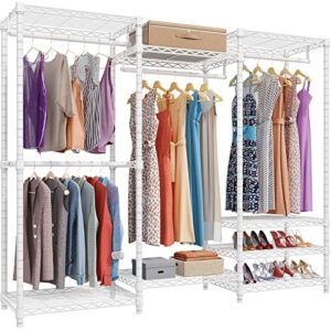 vipek v5 portable closet wardrobe heavy duty clothes rack freestanding metal clothing rack, white