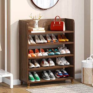 tribesigns shoe rack, 5 tier wood shoe storage cabinet 16 pair, free standing shoe organizer shoe shelf stand for entryway hallway closet, rustic brown